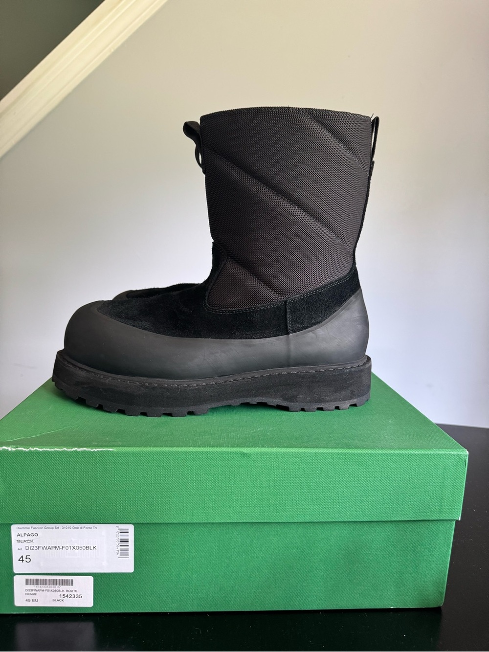Diemme Alpago Boots Black EU 45 US 12 Made in Italy Original Box